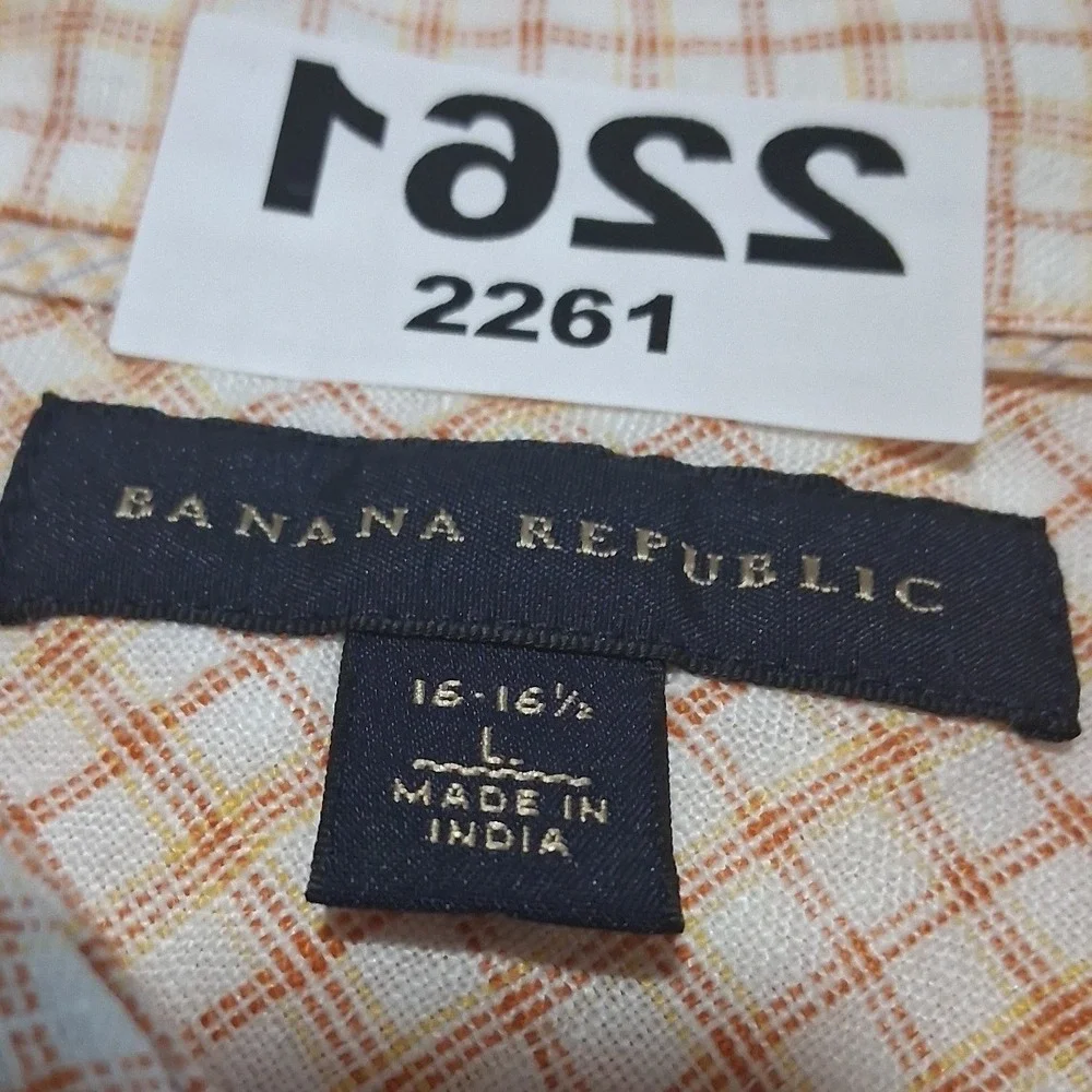 Banana Republic 100% Linen Mens size Large Euro Summer Beach Resort‎ Button Down